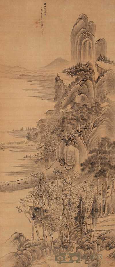 毕涵 癸未（1763年）作 晴川揽胜图 立轴 221×95cm